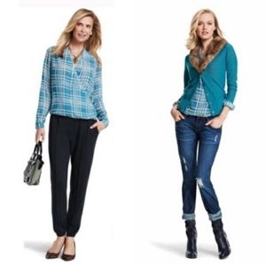 Cabi Windows Pane Faux Wrap Top 3068